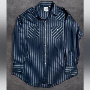 Ely Cattleman Western Pearl Snap Striped Shirt Men’s XL Cowboy